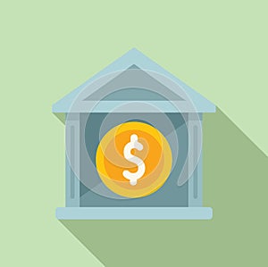 Bank building money credit icon flat vector. Support loan