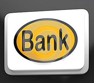 Bank Button Shows Online Or Internet Banking