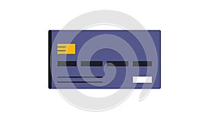 Bank card front view. Card for paying for purchases and orders. Money, cash, pay, chip, pin. Vector illustration