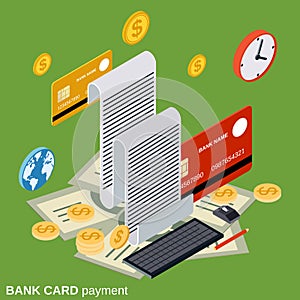 Bank card payment, money transfer, financial transaction vector concept