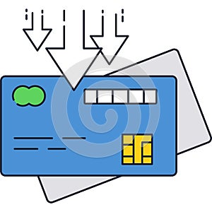 Bank card replenishment icon flat vector isolated
