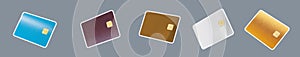 Bank card set. Technology-driven payment service for shopping, purchase, online retail, and business photo