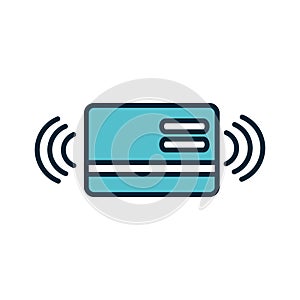 Bank card transaction internet of things line and fill icon