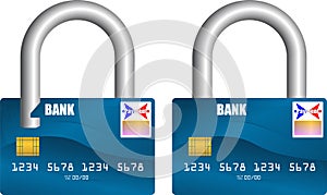 Bank card unlocked and locked
