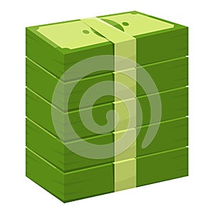 Bank cash pile icon, cartoon style