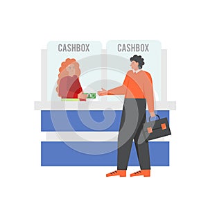Bank cashbox concept, vector flat isolated illustration