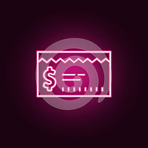 bank check neon icon. Elements of Banking set. Simple icon for websites, web design, mobile app, info graphics