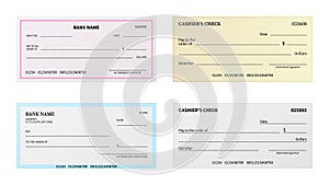 Bank check. Presentation blank cheque checkbook with guilloche pattern and watermark for certificate, voucher or