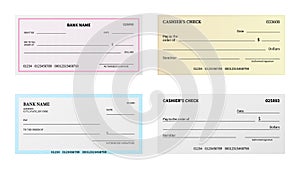 Bank check. Presentation blank cheque checkbook with guilloche pattern and watermark for certificate, voucher or photo