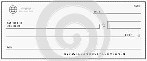 Bank check template.