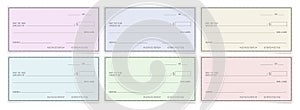 Bank cheques templates. photo