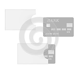 Bank chip credit card with card sleeve holder vector template