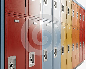 Bank Of Colorful School Lockers