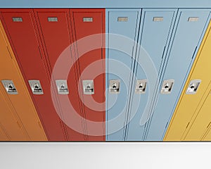 Bank Of Colorful School Lockers