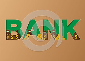 Bank concept. Illustration in paper cut art style.