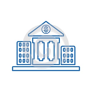 Bank, courthouse, finance building line icon