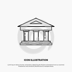 Bank, Courthouse, Finance, Finance, Building Line Icon Vector