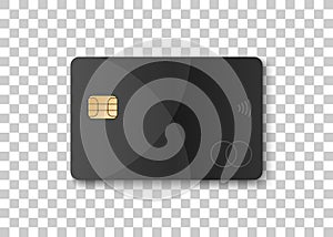 Bank credit card design. Mockup credit card on transparent background. Black credit card template. Vector illustration
