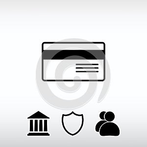 Bank credit card icon, vector illustration. Flat design style