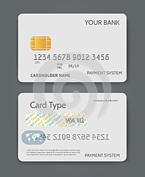 Bank credit card white template