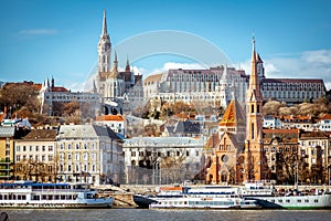 Bank of the Danube river in Budapest. Hungary