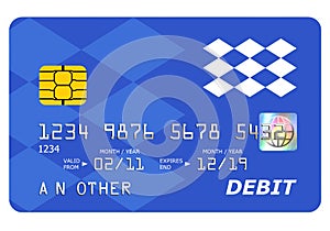 Bank debit card mock up isolated on white.