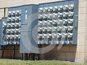 Bank of Electric Meters photo