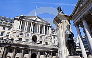 Bank of England, City of London War Memorial and the Royal Exchange