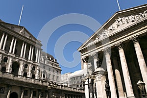 The Bank Of England and the Royal Exchange, London