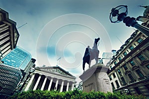 Bank of England, the Royal Exchange. London, the UK