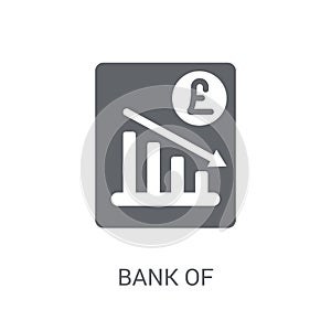 Bank of England's inflation report icon. Trendy Bank of England '