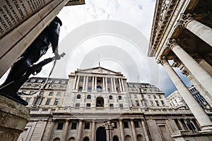 The Bank of England, wide angle view, City of London, UK photo