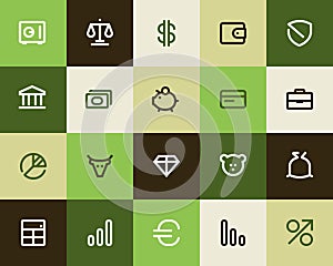 Bank and finance icons. Flat