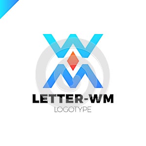 Bank or finance organization letter M or W logo template.