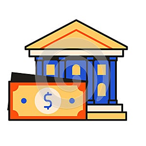 Bank and Finance System Icon in Flat Design