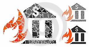 Bank fire disaster Mosaic Icon of Uneven Elements