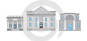 Bank or government building, courthouse with roman columns.Set Bank building isolated