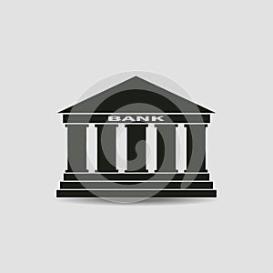 Bank icon. Gray background. Vector illustration.