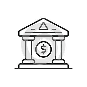 Bank icon line design. Finance, Investment bank, Financial, Central bank, Institution, Money vector illustration. Bank photo