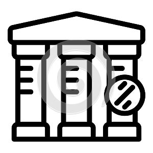 Bank icon outline vector. Tax deduction