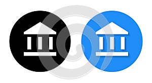 Bank icon with shadow. Money building concept