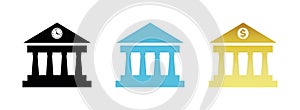 Bank icon simbol, temple, government building etc.. Vector illustration