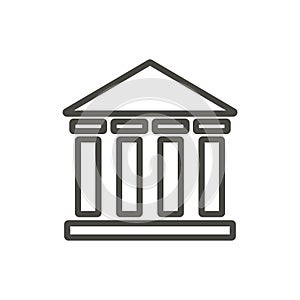 Bank icon vector. Outline institute building. Line banking symbol.