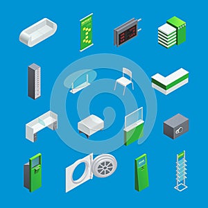 Bank Interior Isometric Elements