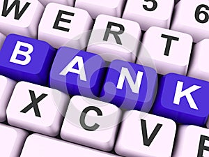 Bank Key Shows Online Or Electronic Banking