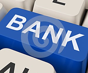 Bank Key Shows Online Or Internet Banking