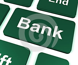 Bank Key Shows Online Or Internet Banking