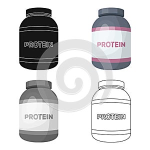 The Bank labeled protein. Sports supplements in nutrition for muscle growth.Gym And Workout single icon in cartoon style