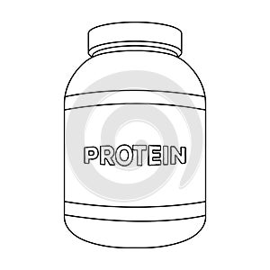 The Bank labeled protein. Sports supplements in nutrition for muscle growth.Gym And Workout single icon in outline style