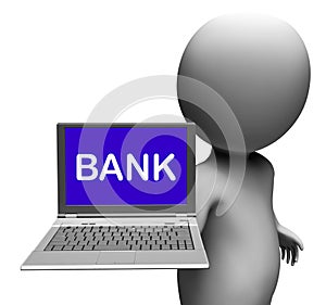 Bank Laptop Shows Internet Payments Or Electronic Banking Online